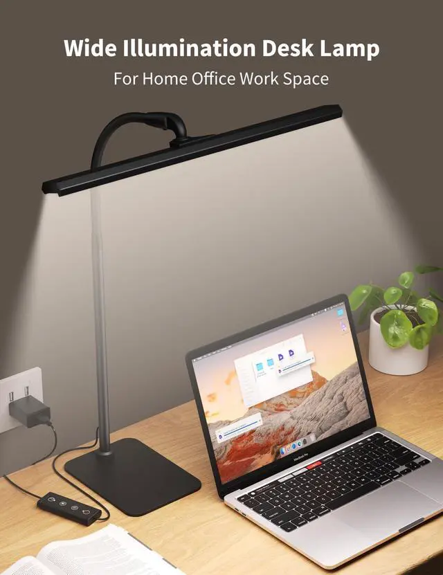 Alt view image 2 of 7 - Kary LED Desk Lamps for Home Office, Tall Desk Light with Base, Flexible Gooseneck Adjustable 5-Level Dimmable Brightness & Color, Height Architect Lamp for Working, Reading, Crafting, Study