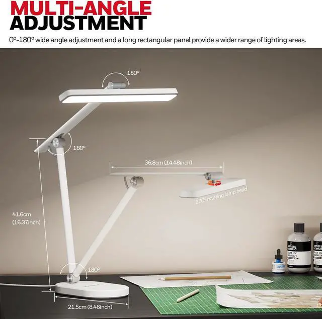 Alt view image 4 of 7 - Honeywell Desk Lamp for Home Office, H4 Sunturalux Eye-Caring LED Desk Light, 700LM Dimmable Desk Lamp with Timer, Adjustable Desk Reading Light, Touch Auto Dimming Table Lamp for Study, Bedroom