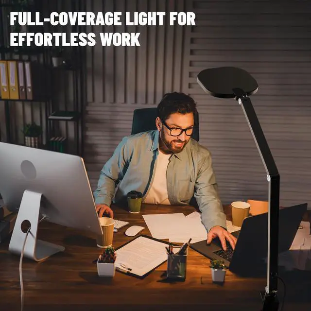 Alt view image 6 of 7 - Led Desk Lamps for Home Office, Eye-Care Architect Light with Clamp, Dimmable Zoom Lighting 3 Color Modes & 10 Brightness, Smart Computer  Video Calls, Conference, Reading by DT