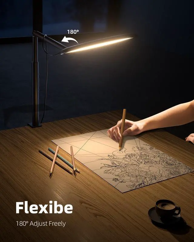 Alt view image 3 of 7 - Weilisi 10.2" Desk Ring Light with Stand, 360° Rotate Desk Lamps for Home Office with C-Clamp, Flexible Height Desk Light, Adjust Arm Ring Light for Desk, Podcast, Gaming, Recording, Zoom Lighting