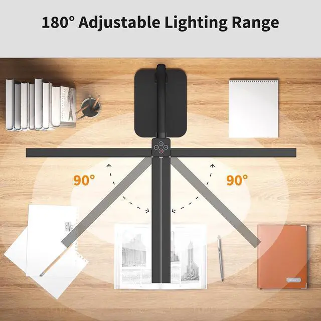 Alt view image 7 of 7 - Desk Lamp Architect Task Dual Head Modern Flexible Gooseneck Tall Dimmable Light for Home Office, 5 Color Modes,Remote Control, 1500lm 24W Extra Bright Lighting by DT