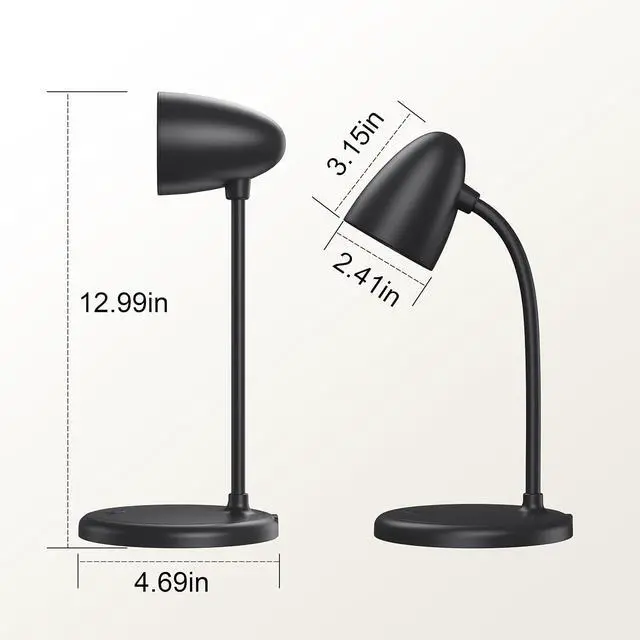 Alt view image 2 of 7 - LED Desk Lamp for Home Office,3 Light Colors,Table Lamp,Dimmable Reading Light for Bedside Small Desk Lamp for College Dorm Room,Bedroom Desk Light,Black