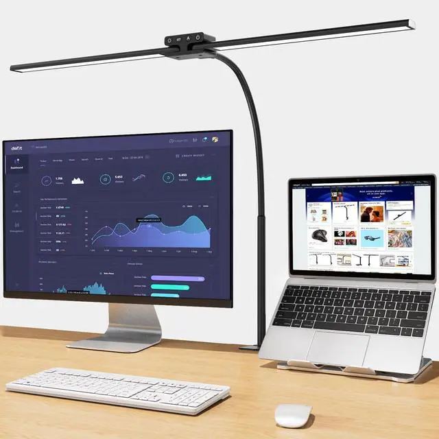 Main image of EppieBasic Desk Lamp,24W Led Desk Lamps with Clamp,Double Head Desk Light for Home Office, Architect Desktop Lamp Eye Care Workbench Office Table Light for Monitor Studio Reading