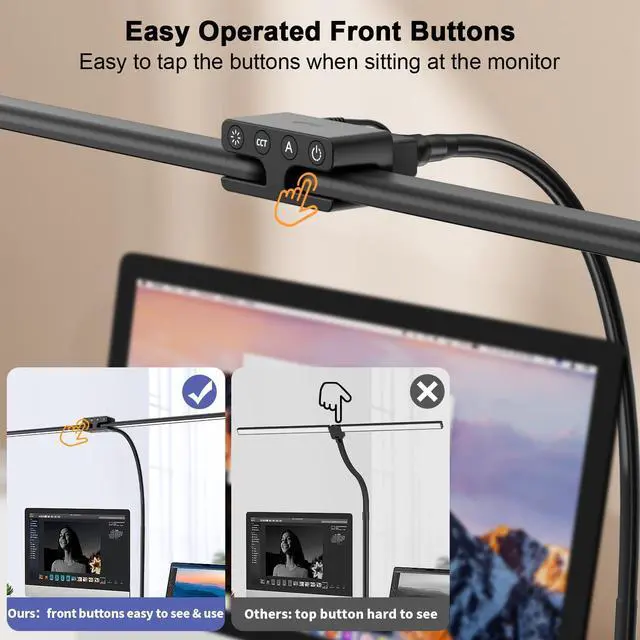 Alt view image 3 of 7 - EppieBasic Desk Lamp,24W Led Desk Lamps with Clamp,Double Head Desk Light for Home Office, Architect Desktop Lamp Eye Care Workbench Office Table Light for Monitor Studio Reading
