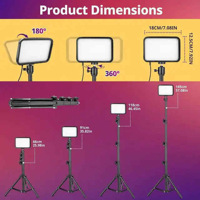 Alt view image 4 of 6 - Torjim RGB Photography Video Lighting, Studio Lights with Adjustable Tripod Stand - 16 Color Lighting for Video Recording/YouTube/TikTok/Live Streaming/Make up/Vlogging