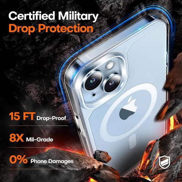 Alt view image 3 of 6 - for iPhone 15 Case Clear Case Compatible with MagSafe with Screen Protector 15 FT Military Grade Drop Protection Shockproof Slim Phone Case for iPhone 15