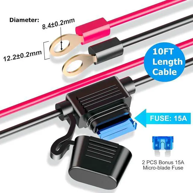 Alt view image 2 of 6 - 12V Car Cigarette Lighter Socket, 200W 3 Socke t Cigarette Lighter Plug Splitter Car Charger Adapter 12 Volt Socket Power Outlet Auxiliary with Eyelet Terminal (Red)