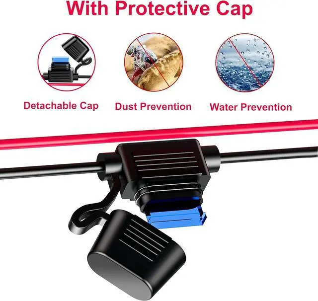 Alt view image 6 of 6 - 12V Car Cigarette Lighter Socket, 200W 3 Socke t Cigarette Lighter Plug Splitter Car Charger Adapter 12 Volt Socket Power Outlet Auxiliary with Eyelet Terminal (Red)