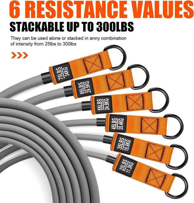 Alt view image 6 of 7 - HPYGN Resistance Bands, Heavy Exercise Bands with Handles, Fitness Bands for Working Out, Workout Bands for Men, Weight Bands Set for Muscle Training, Strength, Slim, Yoga, Home Gym Equipment