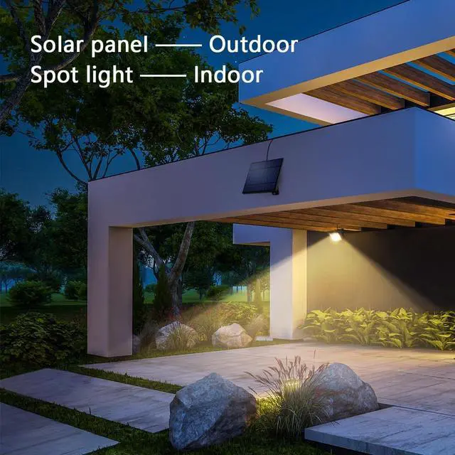Alt view image 6 of 7 - Solar Lights Outdoor with 16FT Cable Dusk to Dawn Solar Flood Lights Waterproof LED 3000K Spot Light for Outside, Garage, Yard, Street, Flag, Landscape Lighting(Warm White)