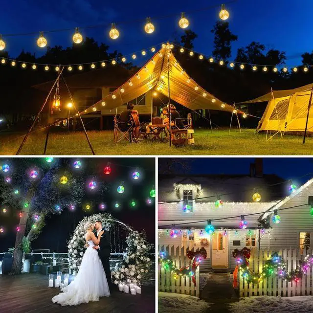 Alt view image 7 of 7 - 30FT LED Outdoor String Lights, G40 Globe Patio Lights with 24 Colors Color Changing and 128 Modes, Dimmable Waterproof Connectable Outdoor Light for Outside Backyard Porch Balcony Party Decoration