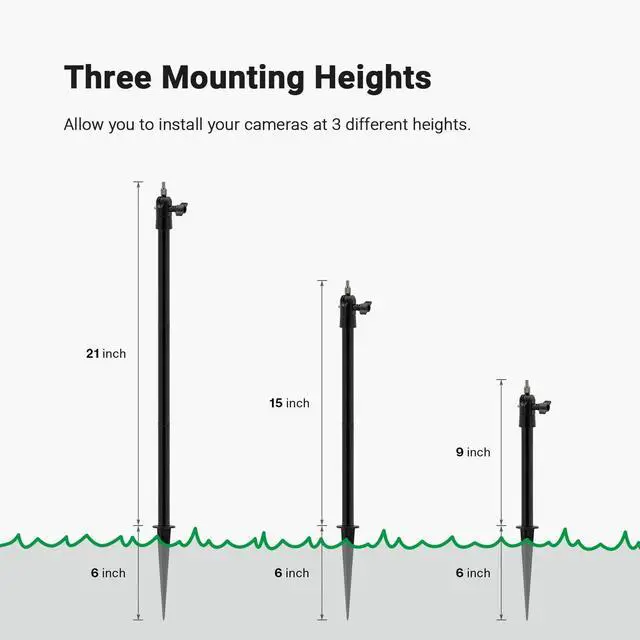 Main image of Holicfun Security Camera Ground Stake, Heavy Duty Stand Mount with Adjustable Angle and Height for Ring, Blink, Arlo, Eufy, Wyze, Google Nest, Simplisafe Cameras and Solar Panels (Black)