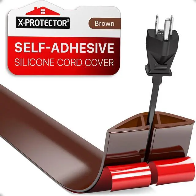 Main image of Floor Cord Cover X-Protector - 5 Overfloor Cord Protector - Self-Adhesive Power Cable Protector - Silicone Cord Protector - Ideal Extension Cord Cover to Protect Wires On Floor (60 in)