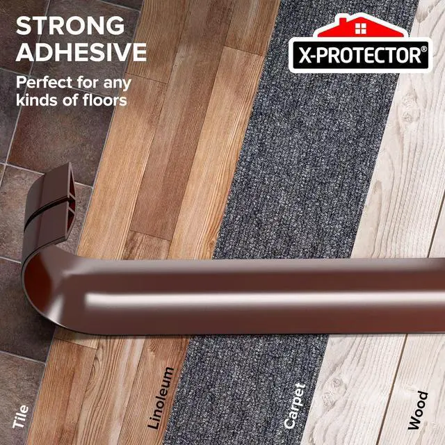 Alt view image 4 of 6 - Floor Cord Cover X-Protector - 5 Overfloor Cord Protector - Self-Adhesive Power Cable Protector - Silicone Cord Protector - Ideal Extension Cord Cover to Protect Wires On Floor (60 in)