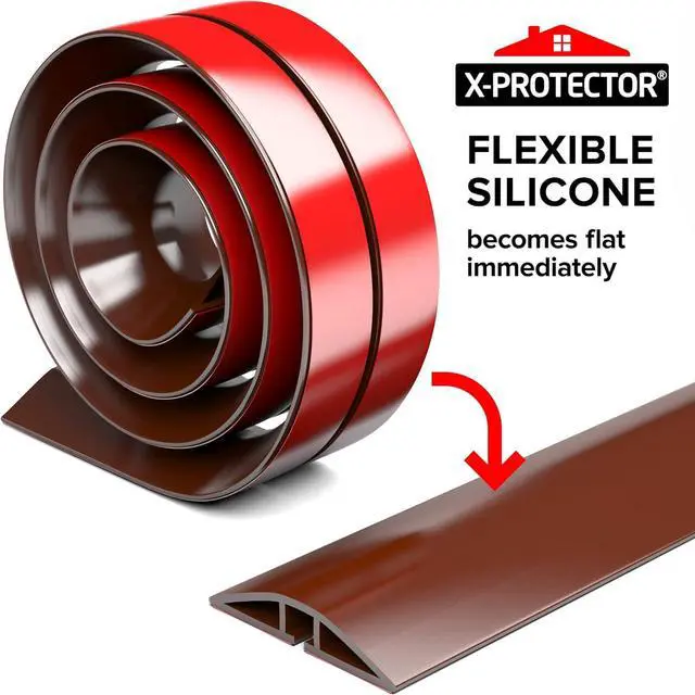 Alt view image 6 of 6 - Floor Cord Cover X-Protector - 5 Overfloor Cord Protector - Self-Adhesive Power Cable Protector - Silicone Cord Protector - Ideal Extension Cord Cover to Protect Wires On Floor (60 in)