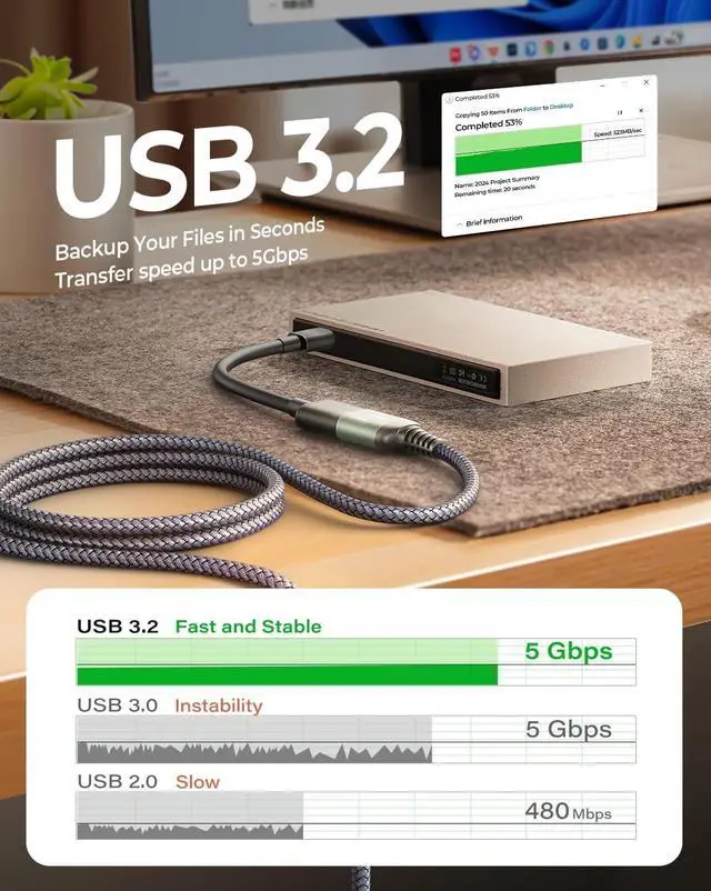 Alt view image 3 of 7 - USB Extension Cable USB Extender USB 3.0 Extension Cable Male to Female Cord High Data Transfer Compatible with Webcam USB Keyboard Flash Drive Hard Drive Printer 10FT Grey
