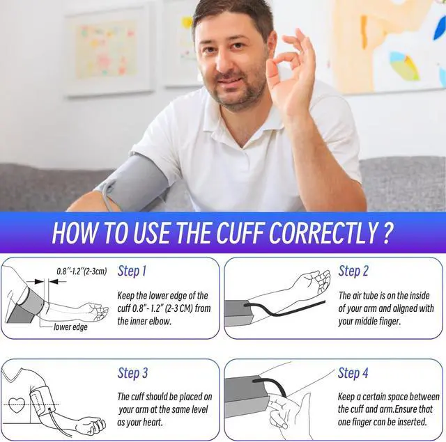 Alt view image 7 of 7 - Extra Large Cuff Compatible with Most BP Monitors 9"-21" Inches (22-53CM) XL Blood Pressure Cuff Adult ARM BP Replacement Cuff for Big ARM (X-Large)