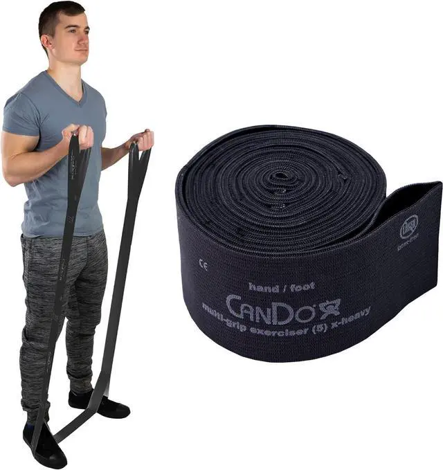 Main image of CanDo Multi-Grip 6 Foot Exercise Resistance Band with Hand/Foot Loops for Total Body Workouts, Training, Rehab, Stretching and Therapy