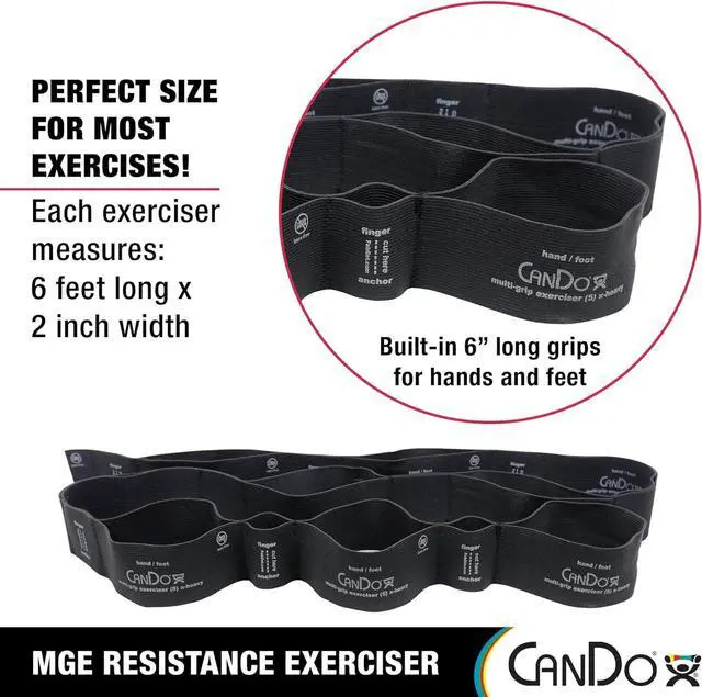 Alt view image 2 of 6 - CanDo Multi-Grip 6 Foot Exercise Resistance Band with Hand/Foot Loops for Total Body Workouts, Training, Rehab, Stretching and Therapy