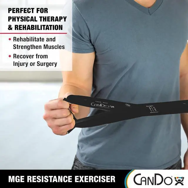 Alt view image 4 of 6 - CanDo Multi-Grip 6 Foot Exercise Resistance Band with Hand/Foot Loops for Total Body Workouts, Training, Rehab, Stretching and Therapy