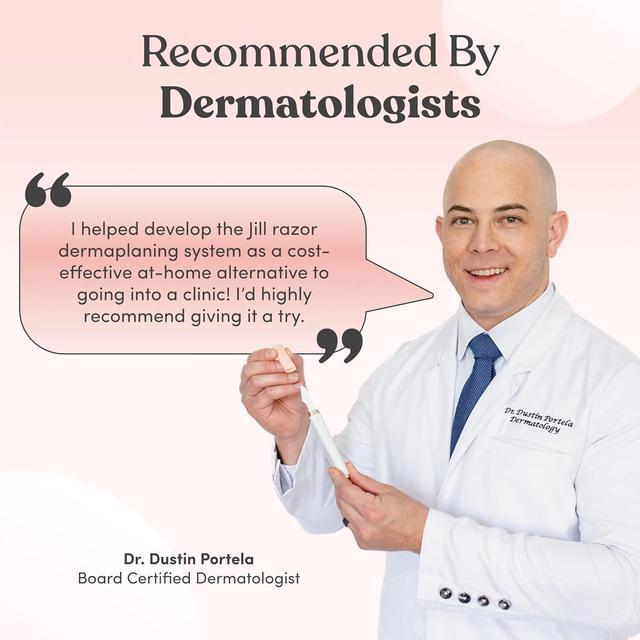 Alt view image 6 of 7 - Jill Dermaplane Razor Trial Kit | Facial Hair Removal Dermaplaning Kit Includes 1 Shave Wand, 2 Dermaplane Razors & Cleaning Cloth | Pre-Shave Magic Spray & Wipes Not Included