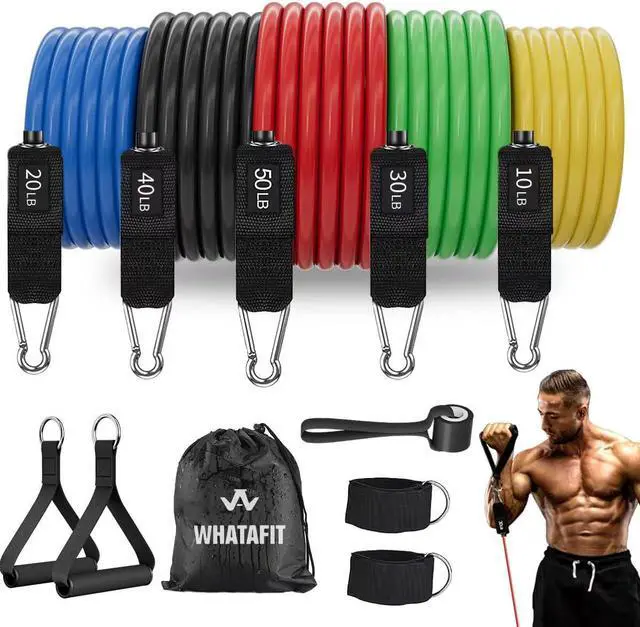 Main image of WHATAFIT Resistance Bands, Exercise BandsResistance Bands for Working Out, Work Out Bands with Handles for Men and Women Fitness, Strength Training Home Gym Equipment
