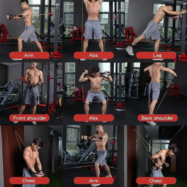 Alt view image 6 of 6 - WHATAFIT Resistance Bands, Exercise BandsResistance Bands for Working Out, Work Out Bands with Handles for Men and Women Fitness, Strength Training Home Gym Equipment