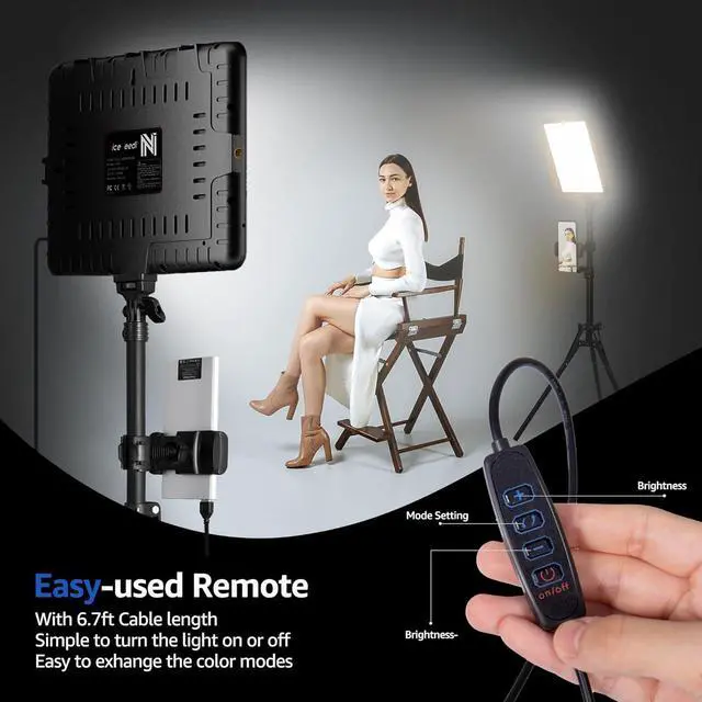 Alt view image 2 of 7 - 2-Pack LED Video Light Kit, NiceVeedi Studio Light, 2800-6500K Dimmable Photography Lighting Kit with Tripod Stand&Phone Holder, 73" Stream Light for Video Recording, Game Streaming, YouTube