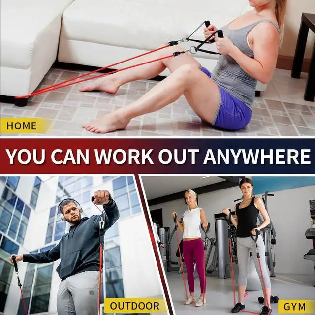 Alt view image 5 of 6 - WHATAFIT Resistance Bands, Exercise BandsResistance Bands for Working Out, Work Out Bands with Handles for Men and Women Fitness, Strength Training Home Gym Equipment