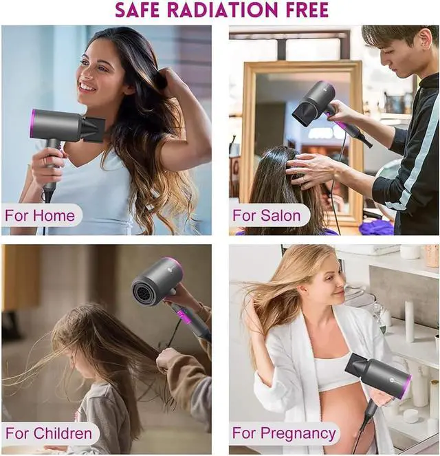 Alt view image 7 of 7 - Slopehill Professional Ionic Hair Dryer, 1800W, 3 Attachments, Low Noise, Travel-Friendly