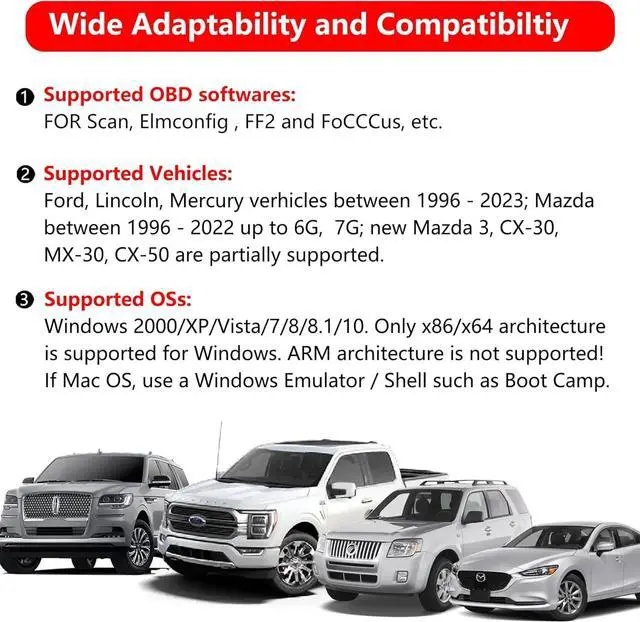 Alt view image 5 of 6 - OBD2 to USB Cable ELM327 OBD2 Adapter Code Reader Scanner ELM 327 USB Cable Interface OBD to USB OBD 2 II Connector OBDII Scan Automotive Diagnostic Tool for Ford Lincoln Mercury Mazda verhicles