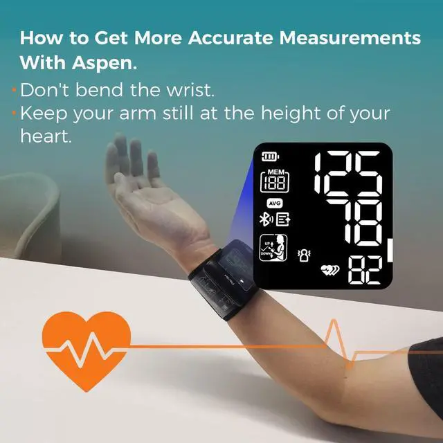 Alt view image 2 of 6 - Blood Pressure Monitor Adult Cuff, Blood Pressure Cuff Monitor Wrist, Blood Pressure Machine Home Use 5.3-8.5" Irregular Heartbeat Monitoring APP Automatic Bluetooth High Accuracy Aspen Black