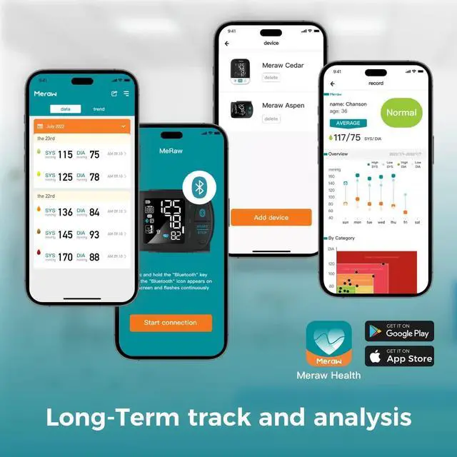Alt view image 3 of 6 - Blood Pressure Monitor Adult Cuff, Blood Pressure Cuff Monitor Wrist, Blood Pressure Machine Home Use 5.3-8.5" Irregular Heartbeat Monitoring APP Automatic Bluetooth High Accuracy Aspen Black