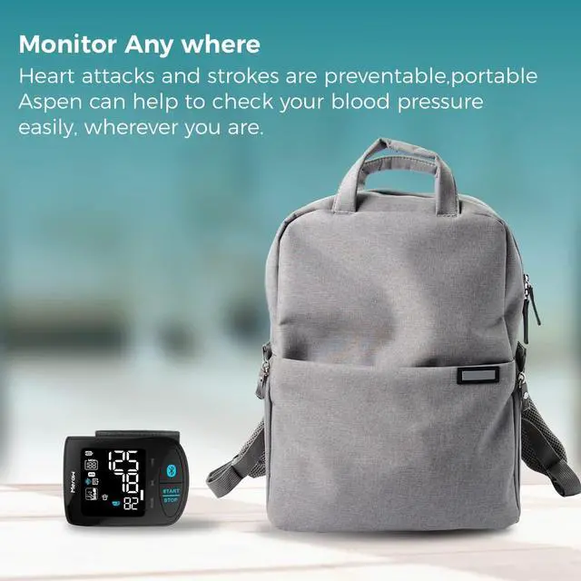 Alt view image 5 of 6 - Blood Pressure Monitor Adult Cuff, Blood Pressure Cuff Monitor Wrist, Blood Pressure Machine Home Use 5.3-8.5" Irregular Heartbeat Monitoring APP Automatic Bluetooth High Accuracy Aspen Black