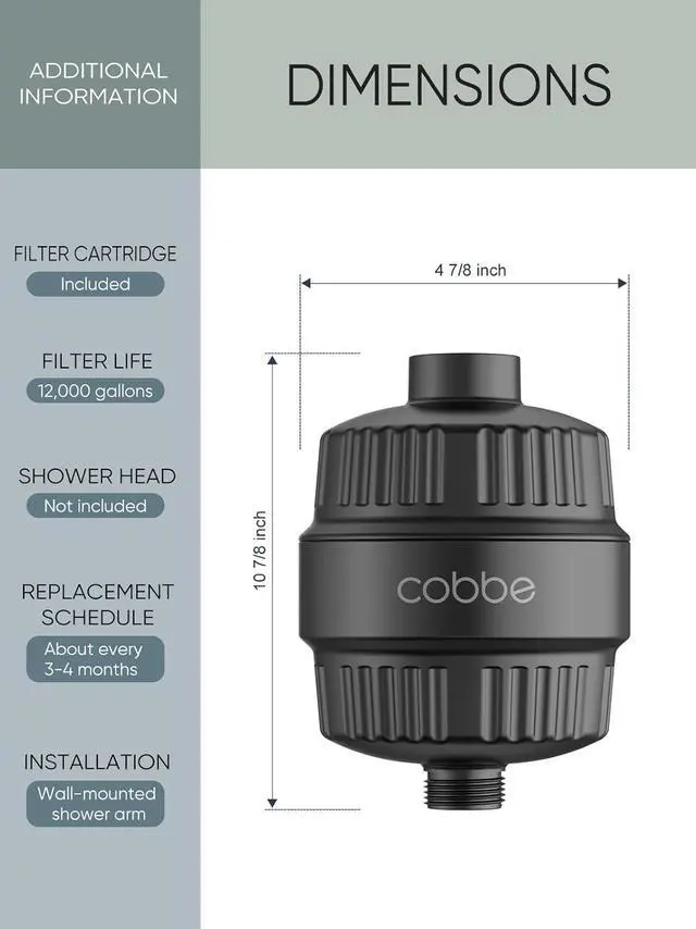 Alt view image 2 of 7 - Cobbe Shower Filter for Hard Water - High Output Shower Filter for Removing Chlorine and Harmful Substances, Matte Black