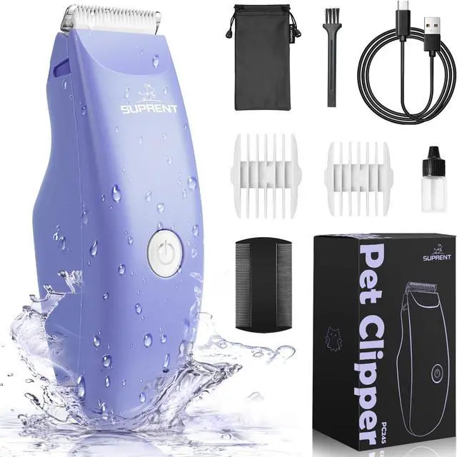 Alt view image 7 of 7 - SUPRENT Pet Grooming Clippers for Matted Hair Cat, Low Noise Hair Trimmer Kit for Long Fur, Waterproof Portable USB Rechargeable Professional Pet Grooming Supplies Cordless Shaver for Small Dog Pets