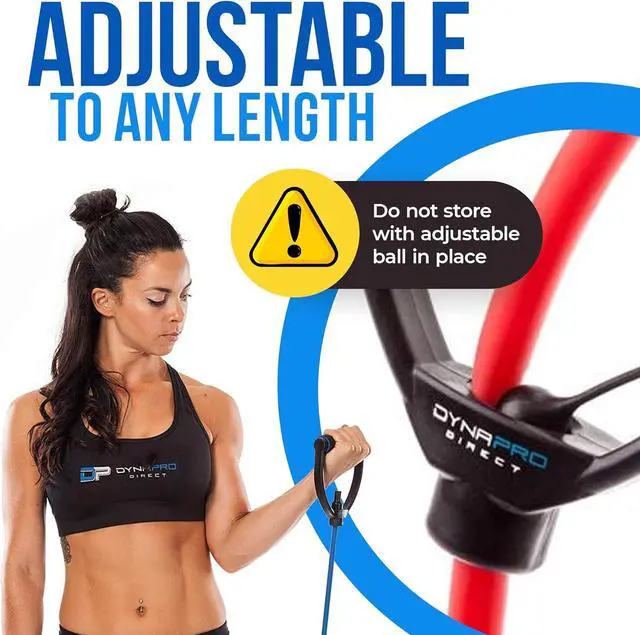 Alt view image 3 of 7 - DYNAPRO Exercise Resistance Bands, Adjustable Length, Comfort Handles, Professional Quality, Anti-Snap. Great for Workouts, Physical Therapy, Yoga