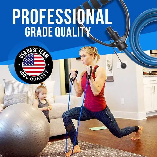 Alt view image 6 of 7 - DYNAPRO Exercise Resistance Bands, Adjustable Length, Comfort Handles, Professional Quality, Anti-Snap. Great for Workouts, Physical Therapy, Yoga