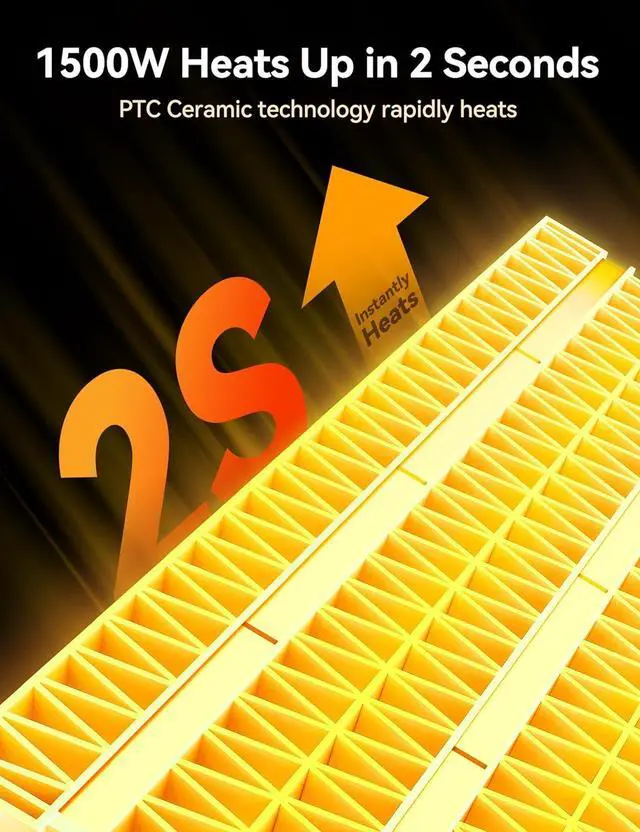 Alt view image 2 of 7 - GiveBest Portable Electric Space Heater with Thermostat, 1500W/750W Safe and Quiet Ceramic Heater Fan, Heat Up 200 Square Feet for Office Room Desk Indoor Use, Silver