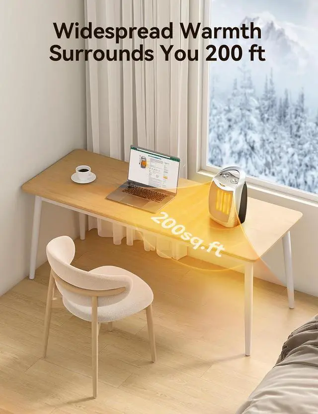 Alt view image 4 of 7 - GiveBest Portable Electric Space Heater with Thermostat, 1500W/750W Safe and Quiet Ceramic Heater Fan, Heat Up 200 Square Feet for Office Room Desk Indoor Use, Silver