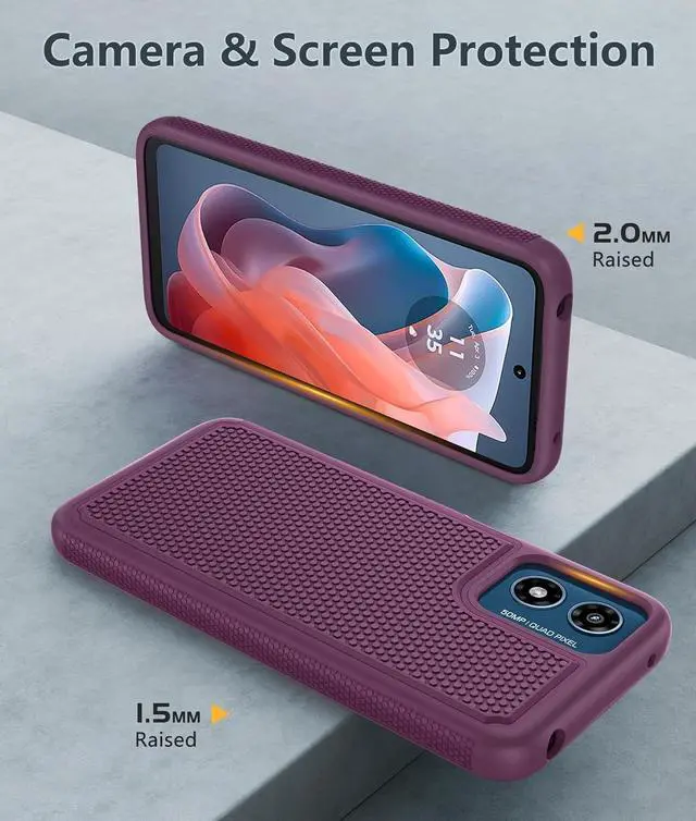 Alt view image 6 of 7 - FNTCASE for Motorola Moto G-Play-2024 Case: Dual Layer Protective Heavy Duty Cell Phone Cover Shockproof Rugged with Non Slip Textured Back - Military Protection Bumper Tough (Purple)