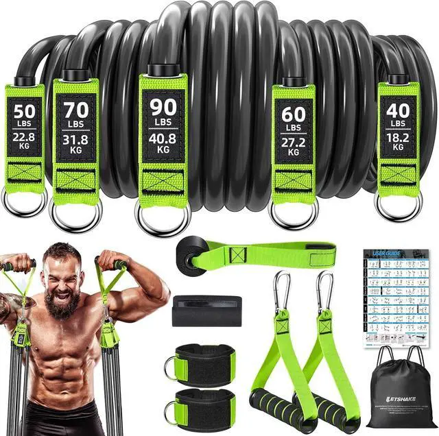Main image of Resistance Bands, Heavy Duty Exercise Bands for Working Out, Green Workout Bands with Handles, Stretch Band for Men, Fitness Bands for Home Workouts, Muscle Training, Strength, Slim, Yoga