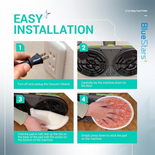 Alt view image 3 of 7 - BlueStars 8 Packs 2124 2039A 2307 23157 20391 20399 Replacement Mop Pads Compatible with Bissell Spinwave Hard Mop Cleaner (Orange)
