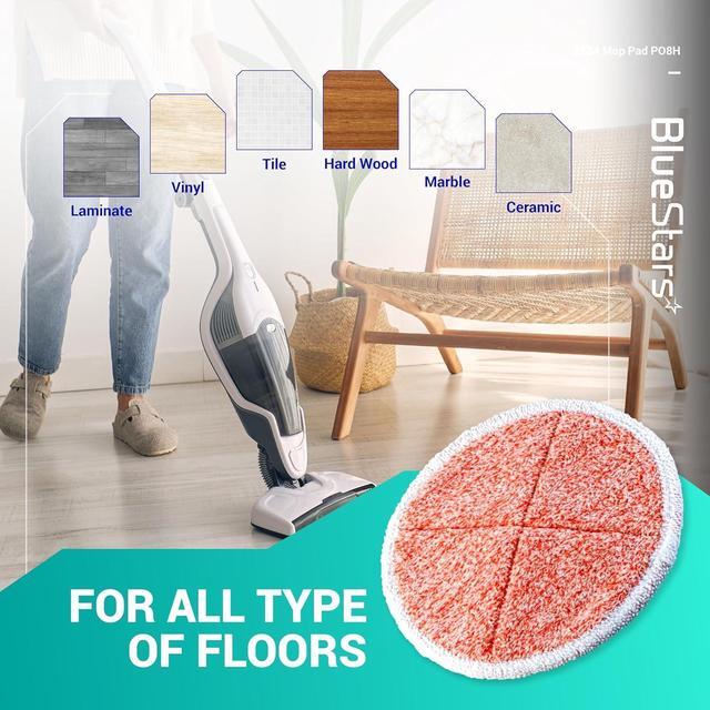 Alt view image 5 of 7 - BlueStars 8 Packs 2124 2039A 2307 23157 20391 20399 Replacement Mop Pads Compatible with Bissell Spinwave Hard Mop Cleaner (Orange)
