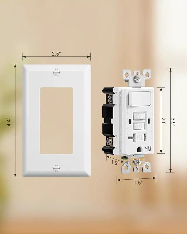 Alt view image 6 of 7 - DEWENWILS 20A GFCI Switch Outlet Combo, Tamper-Resistant GFCI Electrical Outlet, 20 Amp GFCI Outlet, Weather Resistant Ground Fault Circuit Interrupter, Self-Test with LED Indicator, ETL Listed, White