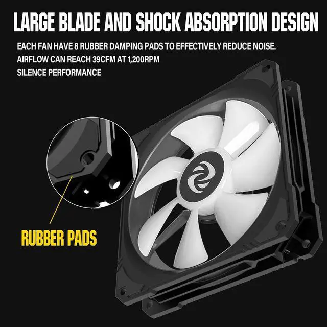 Alt view image 3 of 7 - 120mm PC Case Fan 3 Pack RGB Case Fans, Silent Version High Airflow PC Fans 120mm, Hydraulic Bearing - Low Noise RGB Fans 120mm with 12v 3 pin and molex 4 pin PSU Plug Computer Fans for PC Case