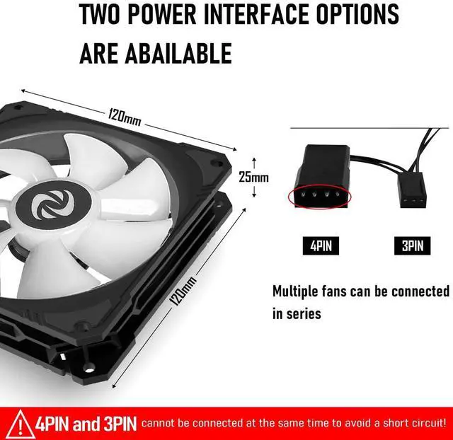 Alt view image 5 of 7 - 120mm PC Case Fan 3 Pack RGB Case Fans, Silent Version High Airflow PC Fans 120mm, Hydraulic Bearing - Low Noise RGB Fans 120mm with 12v 3 pin and molex 4 pin PSU Plug Computer Fans for PC Case