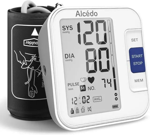 Main image of Alcedo Blood Pressure Monitor for Home Use, Automatic Digital BP Machine with Large Cuff for Upper Arm, LCD Screen, 2x120 Memory, Talking Function