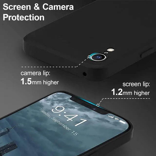 Alt view image 3 of 7 - UEEBAI Liquid Silicone Wireless Charging Phone Case for iPhone XR, Built-in Magnets Compatible with MagSafing Faster Charging Slim Fit Soft Microfiber Cover - Black