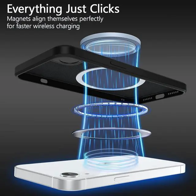Alt view image 2 of 7 - UEEBAI Liquid Silicone Wireless Charging Phone Case for iPhone XR, Built-in Magnets Compatible with MagSafing Faster Charging Slim Fit Soft Microfiber Cover - Black